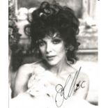 Joan Collins Signed 10 x 8 inch b/w portrait photo, few ink dot to autograph. Condition 5/10. All