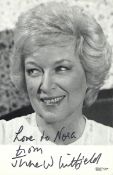 June Whitfield Signed 6 x 4 inch colour photo to Nora. Condition 8/10. All autographs are genuine