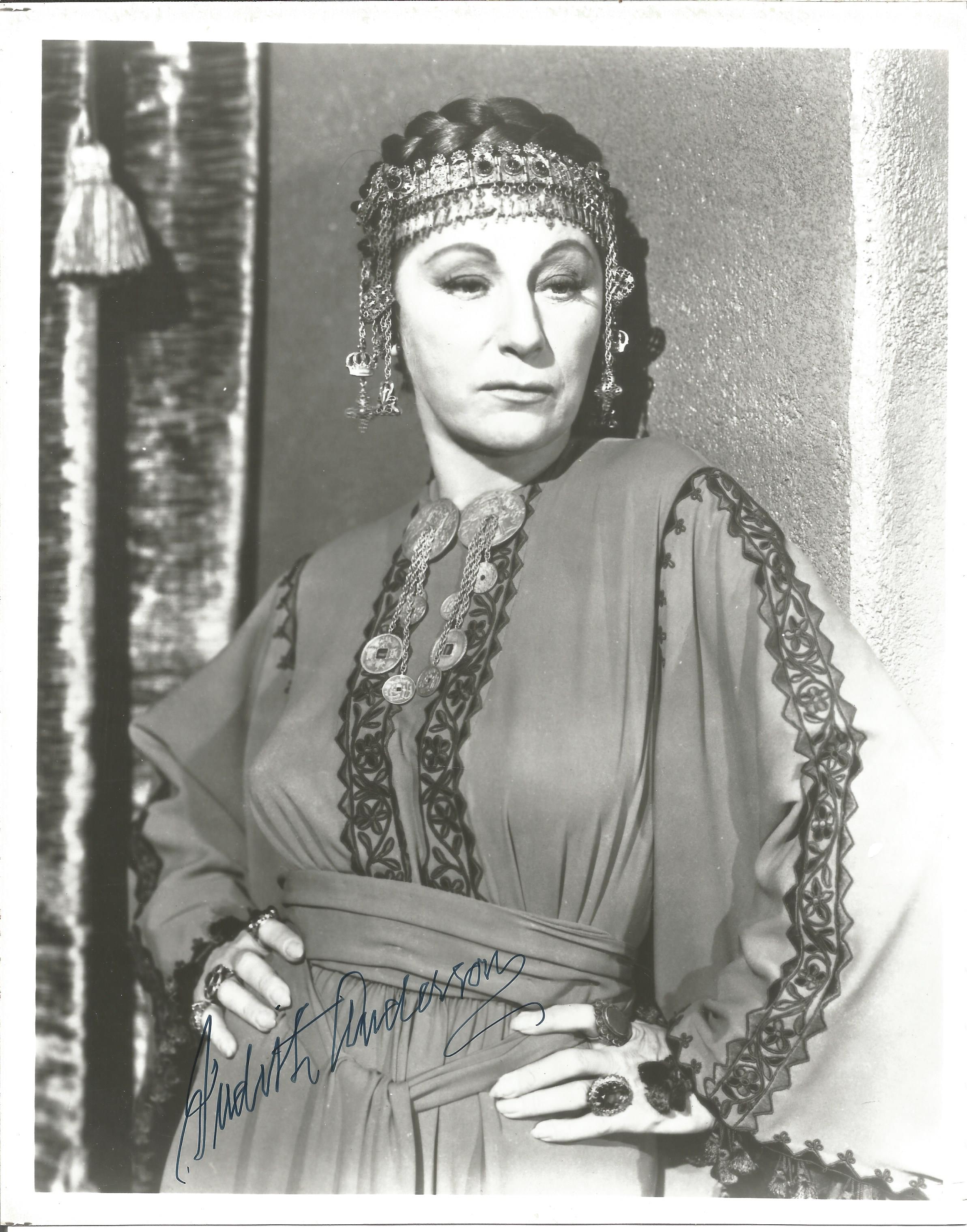 Judith Anderson signed vintage 10 x 8 inch b/w photo 3/4 length pose. Condition 9/10. All autographs