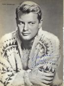 Troy Donahue Signed photo page from annual black and white 11. 5 x 8. 5 inch. Dedicated To