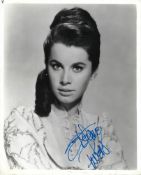 Stefanie Powers signed young vintage 10 x 8 inch b/w photo, To Nora, slight creasing to bottom