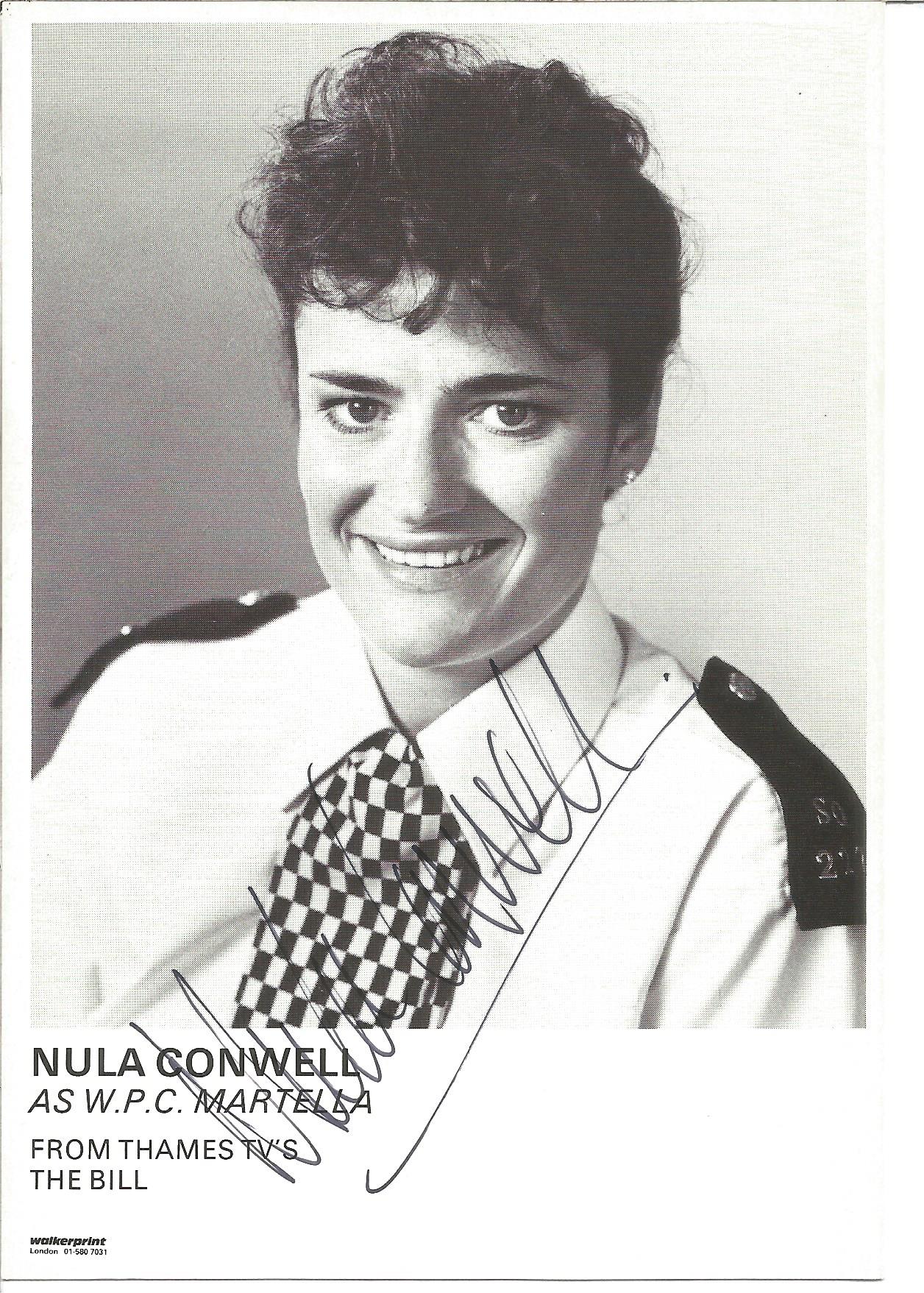 Nula Conwell signed 6 x 4 inch b/w portrait photo from TV series The Bill. Condition 9/10. All