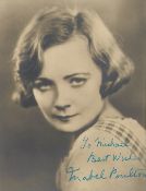 Mabel Poulton Signed 7 x 5 inch sepia photo to Michael. Minor smudges to 'M', 'b' and 'ton'; some