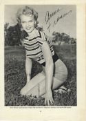 Anne Francis Signed photo page from annual approx. 9 x 7 inch. Condition 8/10. All autographs are