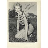 Anne Francis Signed photo page from annual approx. 9 x 7 inch. Condition 8/10. All autographs are