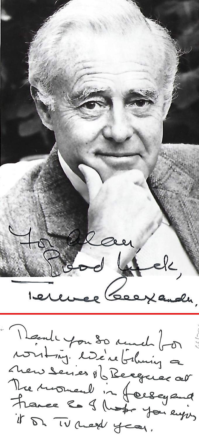 Terence Alexander Signed photo (with handwritten note on reverse), 3. 5 x 5. 5 inch inscribed to Ray