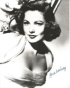 Gene Tierney Signed 10 x 8 inch b/w photo. Condition 8/10. All autographs are genuine hand signed