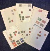 British Commonwealth stamp collection 7 loose sheets includes South Africa and Straits Settlements