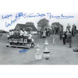 TOTTENHAM 1961 football autographed 12 x 8 photo, a superb image depicting players posing for a raft