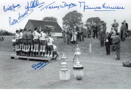 TOTTENHAM 1961 football autographed 12 x 8 photo, a superb image depicting players posing for a raft