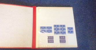 GB stamp collection in large red photo album, Mainly mint stamps ranging between 1945-1966, Includes