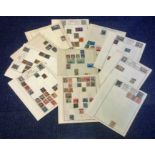 Worldwide stamp collection 18 loose sheets pre 1950 early material used, and mint countries