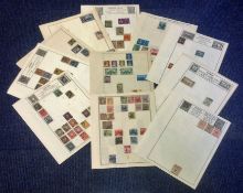 Worldwide stamp collection 18 loose sheets pre 1950 early material used, and mint countries
