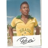 Pele Signed Card With 5x7 Brazil Photo. We combine postage on multiple winning lots and can ship