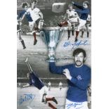 RANGERS football autographed 12 x 8 photo, a superb photo depicting a montage of images relating