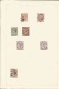 Great Britain stamp collection 1 loose page 7 mint and used QV 1873/1883 2 damaged catalogue value