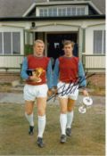 GEOFF HURST football autographed 12 x 8 photo, a superb image depicting Hurst and his West Ham