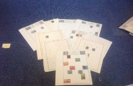 World stamp collection on 10 loose album pages, Includes Luxembourg, Monaco, British Virgin Islands.