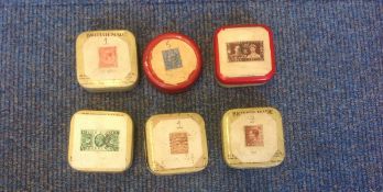 GB stamp collection in 6 small tins, Ranging from 1937-1941, Some duplication. We combine postage on