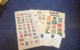 Glory Folder, Includes GB FDC, selection of Ceylon stamps, other stamps and exhibition labels. We