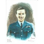 Sgt Pilot Paul Farnes WW2 RAF Battle of Britain Pilot signed colour print 12 x 8 inch signed in