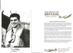 Flt. Lt. Roy Clement Ford Battle of Britain fighter pilot signed 6 x 4 inch b/w photo with biography