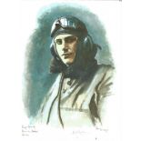 Plt Off Percival Beake WW2 RAF Battle of Britain Pilot signed colour print 12 x 8 inch signed in