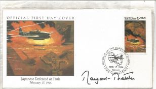 Margaret Thatcher signed 1994 Marshall Islands WW2 cover. Good Condition. All autographed items