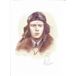 Flt Lt Billy Drake WW2 RAF Battle of Britain Pilot signed colour print 12x8 inch signed in pencil.