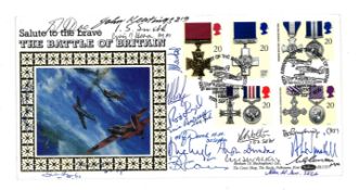 Eighteen Battle of Britain pilots signed rare 1990 Benham Gallantry Official FDC The Salute to the