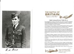Flt. Lt. Bernard Walter Brown Battle of Britain fighter pilot signed 6 x 4 inch b/w photo with