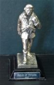 Battle Of Britain 1940 Silver Plated Pewter Military Pilot Figurine stands approx 11cm high with