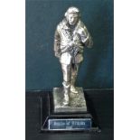 Battle Of Britain 1940 Silver Plated Pewter Military Pilot Figurine stands approx 11cm high with