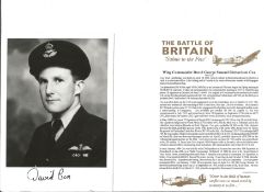 Wg. Cdr. David George Samuel Richardson Cox Battle of Britain fighter pilot signed 6 x 4 inch b/w