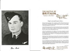 Flt. Lt. Benjamin Bent Battle of Britain fighter pilot signed 6 x 4 inch b/w photo with biography