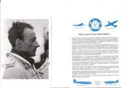Wg. Cdr. James Gilbert Sanders Battle of Britain fighter pilot signed 6 x 4 inch b/w photo with