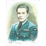 Sgt Pilot David Denchfield WW2 RAF Battle of Britain Pilot signed colour print 12 x 8 inch signed in