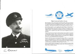 Flt. Lt. Geoffrey Stevens Battle of Britain fighter pilot signed 6 x 4 inch b/w photo with biography