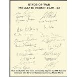 WW2 aces multiple signed Wings hardback book by Patrick Bishop. Loose bookplate inside signed by