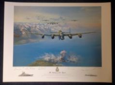 World War II print 22x29 titled The Sinking of the Tirpitz signed in pencil by the artist Frank