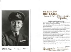 Flt. Lt. Leslie Henry Allen Battle of Britain fighter pilot signed 6 x 4 inch b/w photo with