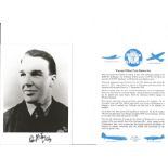 W/O Peter Hutton Fox Battle of Britain fighter pilot signed 6 x 4 inch b/w photo with biography