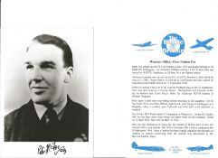 W/O Peter Hutton Fox Battle of Britain fighter pilot signed 6 x 4 inch b/w photo with biography