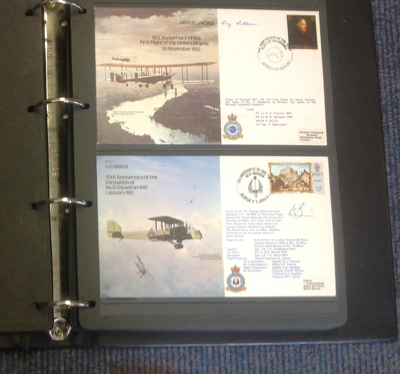 Bomber Command pilot signed collection of 45 covers in an album, each flown by the RAF with the - Image 6 of 7