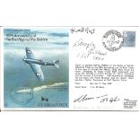 Spitfire cover signed by 3 x World War 2 Spitfire pilots: F/O Albert Simmons 183 Squadron, F/O