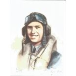 P/O Bob Foster WW2 RAF Battle of Britain Pilot signed colour print 12x8 inch signed in pencil. Image