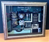 World War II Luftwaffe relic fantastic display box containing relics from a Dornier 217 E-2, Werk