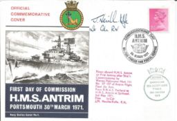 Lt Cdr J M Neville-Rolfe signed Official Commemorative Cover, First Day of Commission of HMS Antrim.
