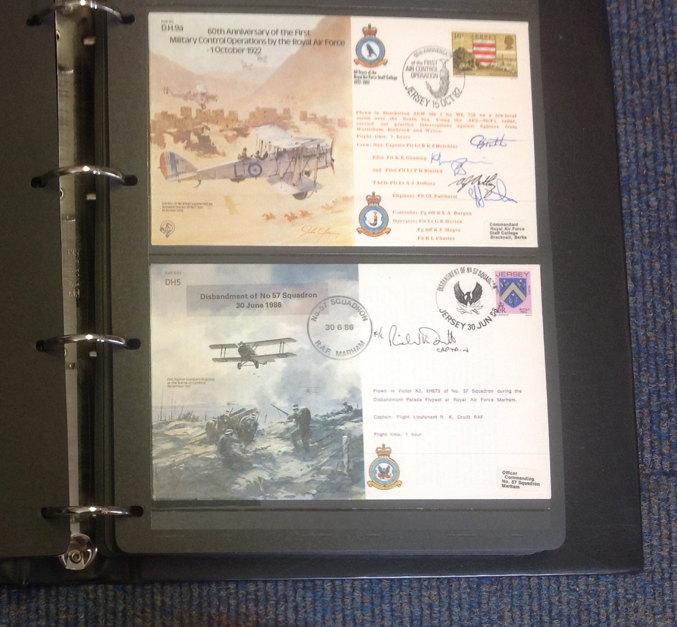 Bomber Command pilot signed collection of 45 covers in an album, each flown by the RAF with the - Image 5 of 7