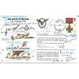 Battle of Britain Pilots multiple signed cover. Rare 40/6c 50th Anniv Battle of Britain signed 13